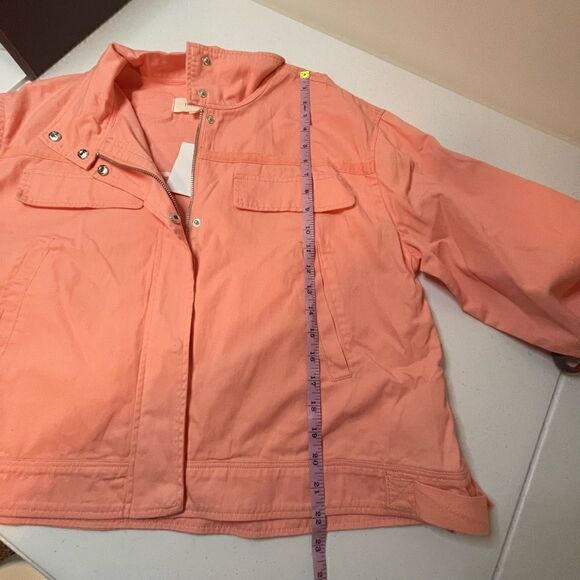 TREASURE & BOND Stand Collar Cotton Twill Jacket In Peach LARGE - Picture 4 of 5